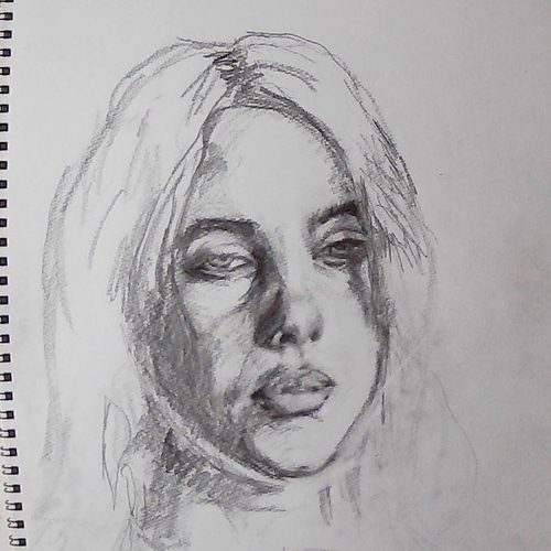 鉛筆画　ビリーアイリッシュ　インテリア デッサン画 【ビリーアイリッシュ】 Billie Eilish part2 イラスト