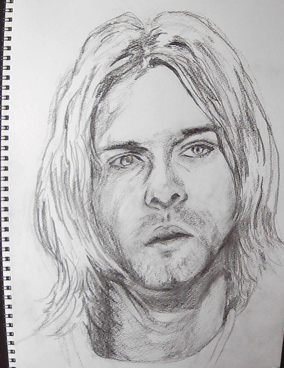 デッサン画 【カートコバーン】Kurt Cobain smells like teen spirit ニルヴァーナ 1枚目の画像