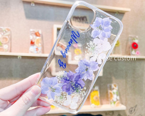 押し花ケースに文字入れ可能！iPhone全機種対応 galaxyケース