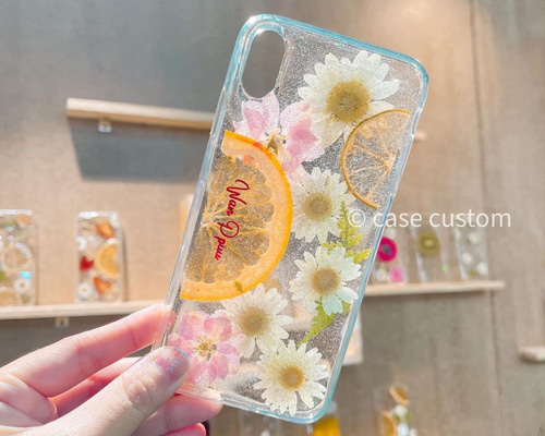 YOOページ★押し花ケース 押し花ケースに文字入れ可能！iPhone全機種対応 galaxyケース