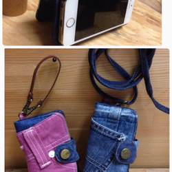 6p-19 デニム リメイク iPhone6splus.6plus 手帳型カバー スマホケース ビンテージ 本革レザー 5枚目の画像