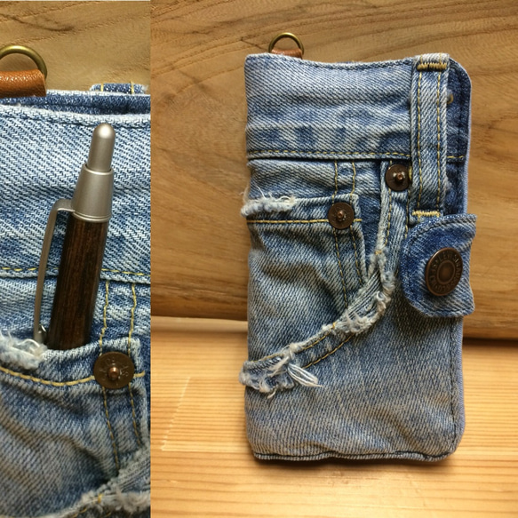 6–121  Levi's  ビンテージ デニム リメイク iPhone6.6s 手帳型カバー スマホケース 2枚目の画像