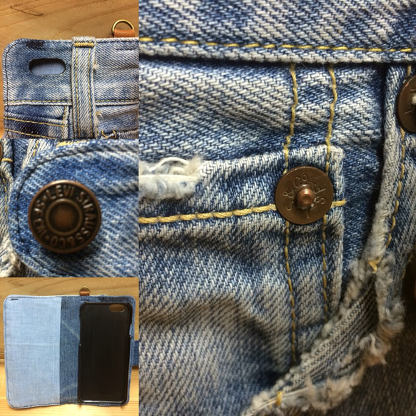 6–121  Levi's  ビンテージ デニム リメイク iPhone6.6s 手帳型カバー スマホケース 4枚目の画像