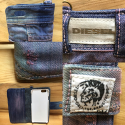 6ー195 DIESEL デニムリメイク　iPhone6.6s 手帳型カバー スマホケース 4枚目の画像