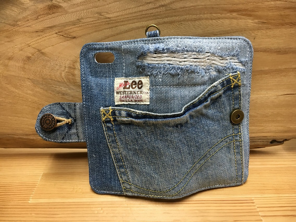 6ー200 Lee ビンテージ デニム リメイク iPhone6.6s 手帳型カバー  