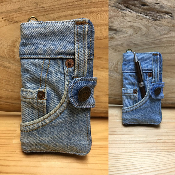 6ー218　Levi's  ビンテージ デニム リメイク iPhone6.6s 手帳型カバー スマホケース 2枚目の画像