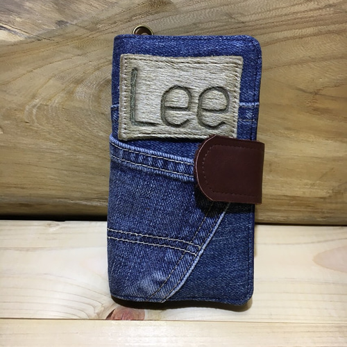 7☆6ー431 Lee ハラコパッチ デニム リメイク iPhone7.6s.6手帳型  