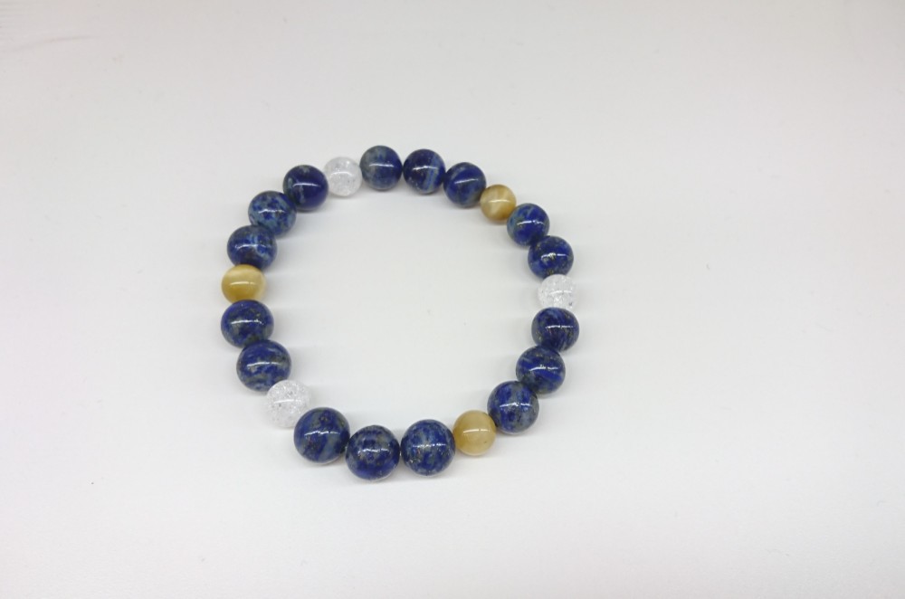 Angelmoon オリジナル ブレスレット(ラピスラズリ、ゴールデンタイガーアイ、クラック水晶)