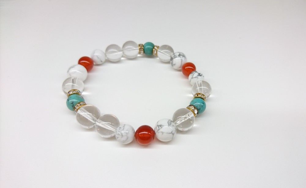 Angelmoon オリジナル ブレスレット(水晶、ホワイトハウライト、カーネリアン、ターコイズ)