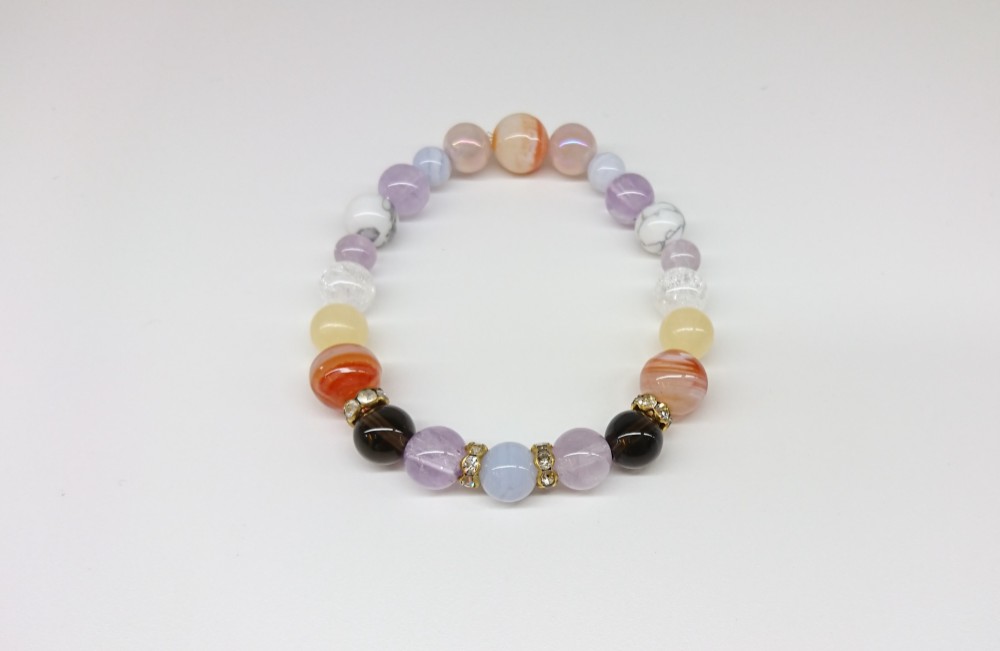 Angelmoon オリジナル ブレスレット(サードオニキス、ホワイトハウライトトルコ、ラベンダーアメジスト)