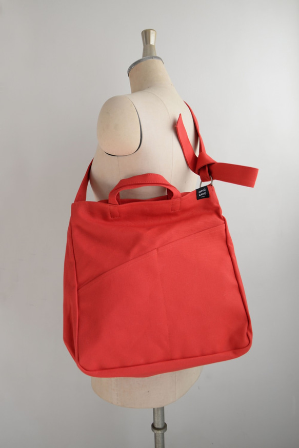 <送料無料> 高島帆布 YUWAI (3WAY) TOTE  RED 3枚目の画像