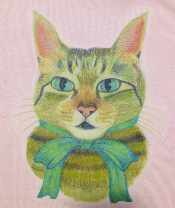 リボンのキジ猫さん　ピンク 2枚目の画像