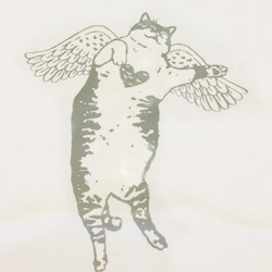 ハートの猫天使 プリントTシャツ M 2枚目の画像