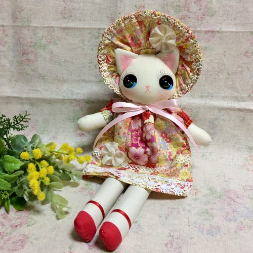 幅広シュシュ、ボタニカルフラワー柄(バーガンディ)わんちゃん猫ちゃん用 猫の暮らし シュシュカラー フローラ 猫 首輪 シュシュ 猫用