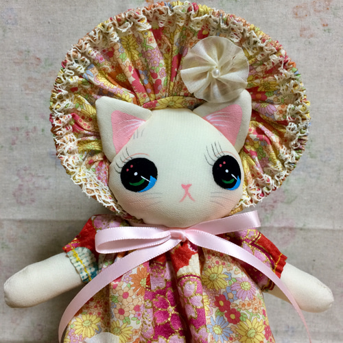 最終出品　人気作家様　ぬいぐるみ　ピンク　猫　ネコ　人形　ドール お値下げ中人気作家様ぬいぐるみピンク猫ネコ人形ドール
