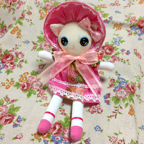 最終出品　人気作家様　ぬいぐるみ　ピンク　猫　ネコ　人形　ドール お値下げ中人気作家様ぬいぐるみピンク猫ネコ人形ドール