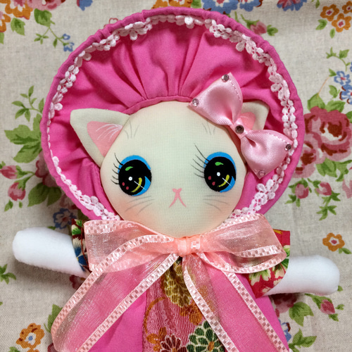 最終出品　人気作家様　ぬいぐるみ　ピンク　猫　ネコ　人形　ドール ⚮̈ . . 桜は散ってしまったかな？🌸 . . . . 明日ヤフオク出品