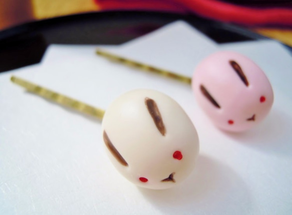 日式點心系列 兔子饅頭造型髮夾 第2張的照片