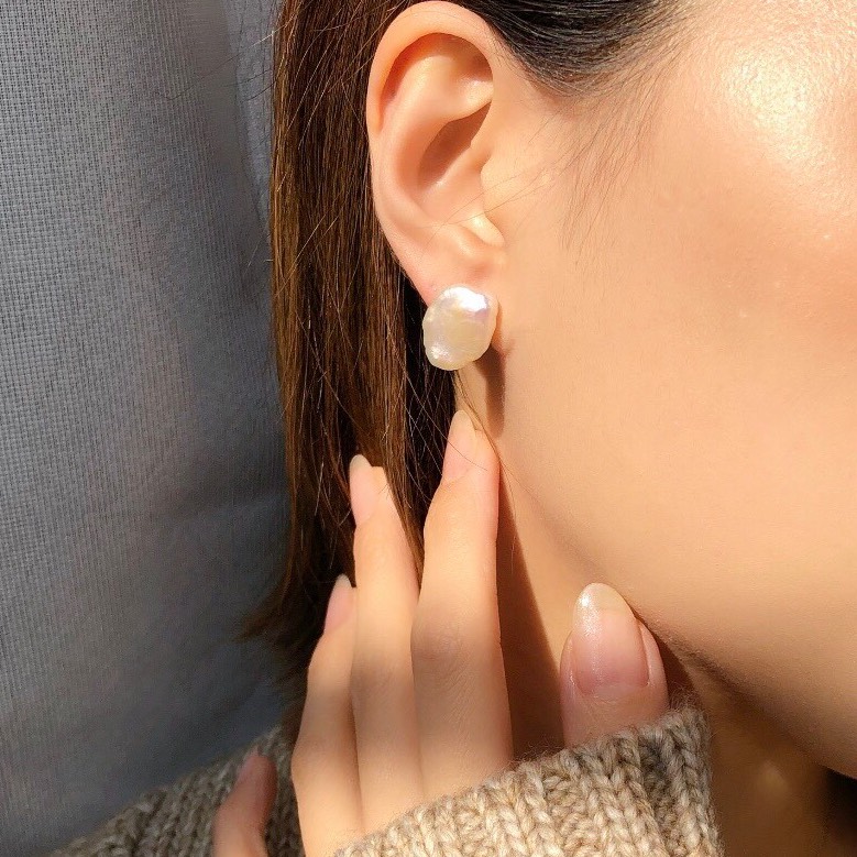 010Pq【高品質✨】ピアス　一粒パール　小粒ダイヤ　S999　純銀　大人可愛い