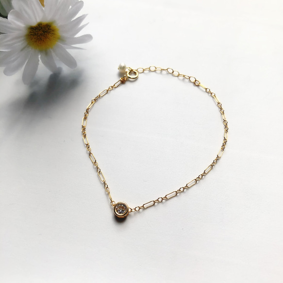 petitlile✳︎1粒ダイヤのブレスレット/14kgf ブレスレット petitlile✳︎1粒ダイヤのブレスレット/14kgf ブレスレット