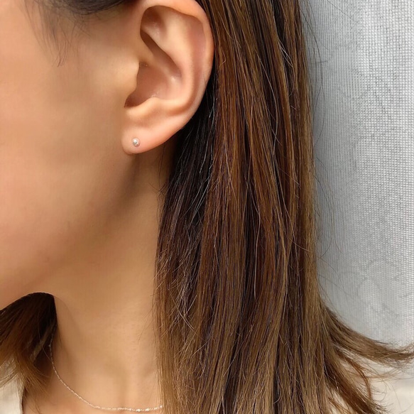 petitlile✳︎silver925の一粒ピアス/ワンポイントピアス／チビ玉3mm 2枚目の画像