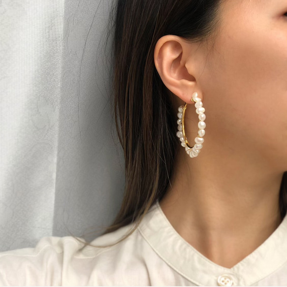 petitlile✳︎バロックパールのfullフープピアス/チタンポスト ピアス