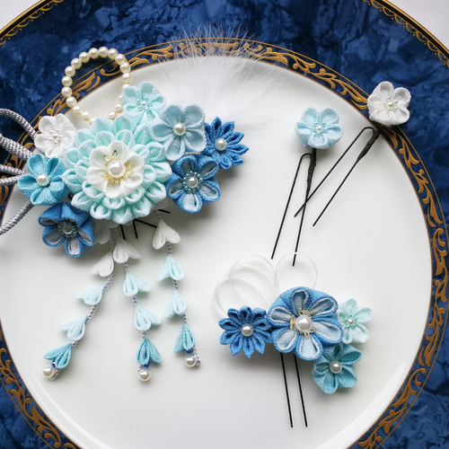 つまみ細工 髪飾り 8点セット 和装 振袖 袴 着物 成人式 卒業式 七五三  