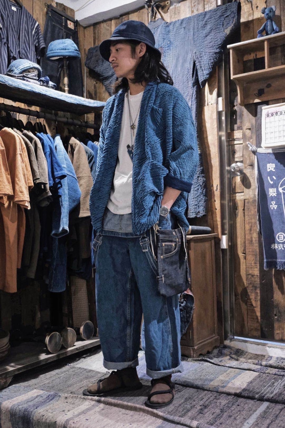 Aoyama Daruma indigo dye hanten jacket 藍染 半纏 ジャケット. 5枚目の画像