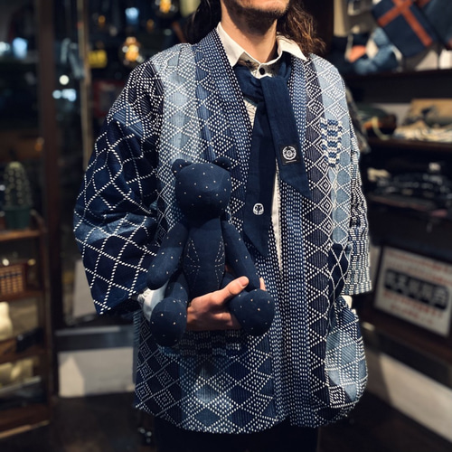 Aoyama Daruma indigo dye 刺し子 パッチワーク ジャケット 半纏 Aoyama Daruma indigo dye 刺し子 パッチワーク ジャケット 半纏