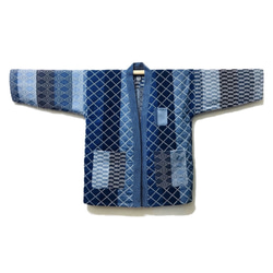 Aoyama Daruma indigo dye 刺し子 パッチワーク ジャケット 半纏 藍染 4枚目の画像