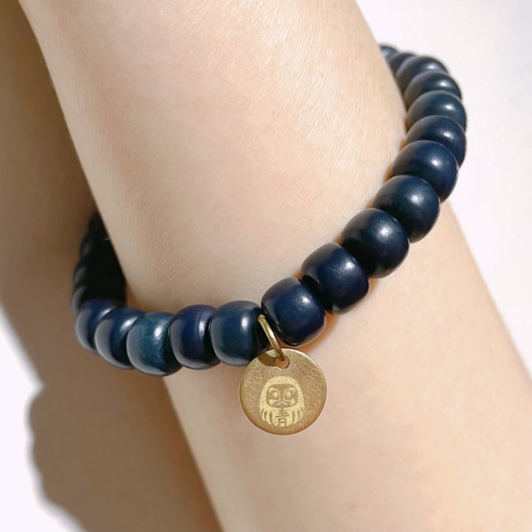 Aoyama Daruma indigo dye bracelet 藍染 ブレスレット 種 2枚目の画像