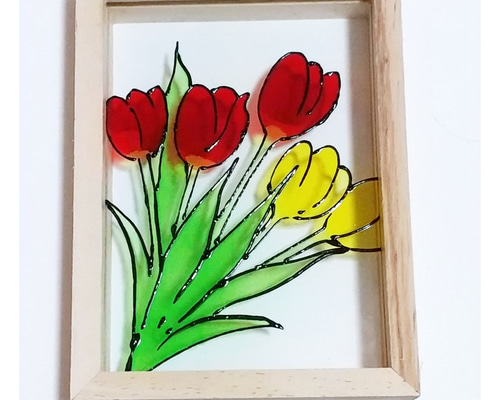 ポップアート 花 チューリップ 絵画 インテリア ハンドメイド