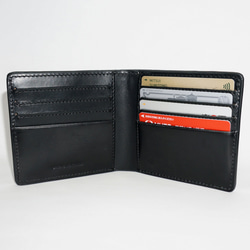 二つ折り財布　ブライドルレザー　ネイビー 2枚目の画像