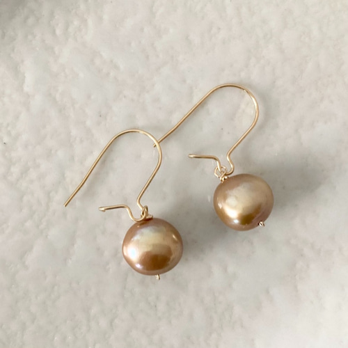 14kgf☆【染め淡水パール】フレンチフックピアス ～Mira-cle～ ピアス