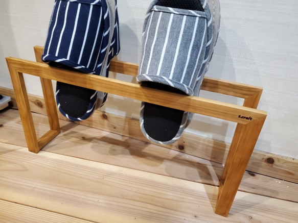 ハンドメイド 木製 スリッパラック 和風 モダン 無垢 サクラ木のスリッパラック 靴箱・下駄箱・シューズラック t.craft
