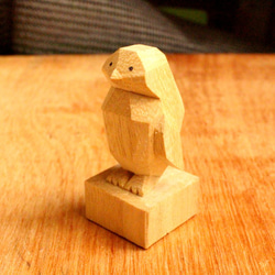 木彫り 面取りペンギン【受注制作】 その他置物 ワクボリ木彫り