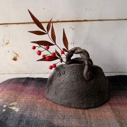 佐々木硯城花入石州亀山焼共箱骨董品、美術品