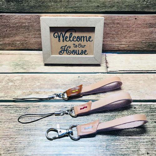 手作り ミニストラップ レザーストラップ ヌメ革 本革 ストラップ 携帯