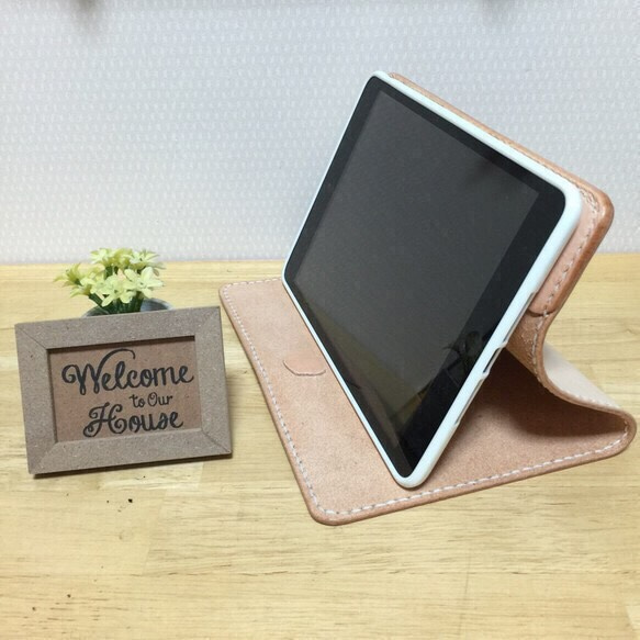 iPad mini 4 用 栃木レザー ヌメ革 ナチュラル レザーケース 本革 2枚目の画像