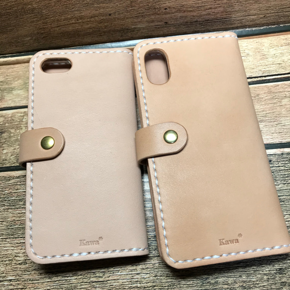 きくちゃん様 オーダー品 iPhone 11 用ヌメ革 スマホケース 栃木レザー 手帳型 本革 5枚目の画像