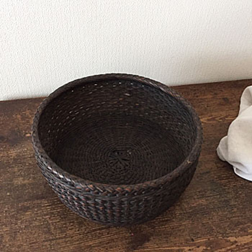 アンティーク 蓋つきバスケット カゴ 本革 古道具 - メルカリ