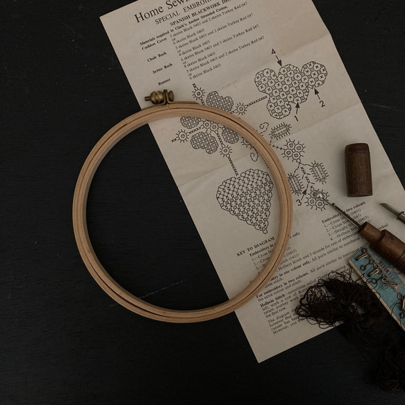 イギリス製の刺繍枠　木枠　裁縫　刺繍　台紙　リネン　フレンチリネン　刺繍道具　インテリアディスプレイ 1枚目の画像