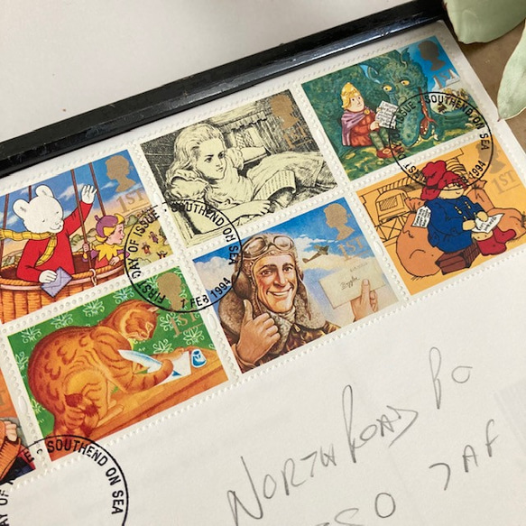 First Day Cover パディントンベア 不思議の国のアリス ラビット 古切手　あじ紙　カリグラフィ 4枚目の画像