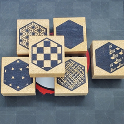 流行りの和柄スタンプセット・亀甲6個セット 3枚目の画像