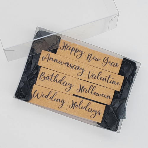 HAPPY〜始まるANNIVERSARYスタンプ8個セット【ポップな筆記体