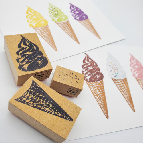 在庫限り】アイスクリームスタンプセット はんこ・スタンプ hanya