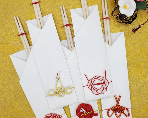 即日発送いたします！【水引】祝い箸・紅白5本セット 箸・箸置き hanya