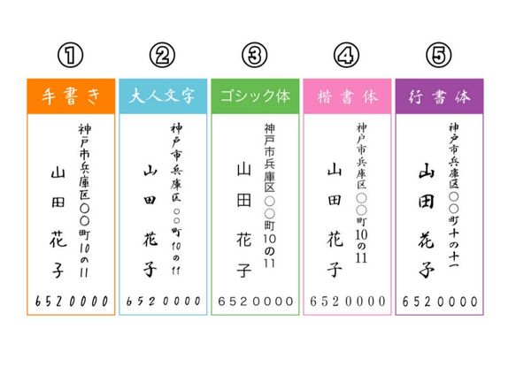 【特集掲載】年賀状、官製はがきにスッポリおさまる　選べる縦横＆フォント住所印 2枚目の画像