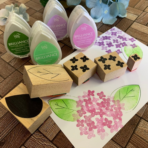 在庫限り！】捺して作ろう あじさいスタンプセット はんこ