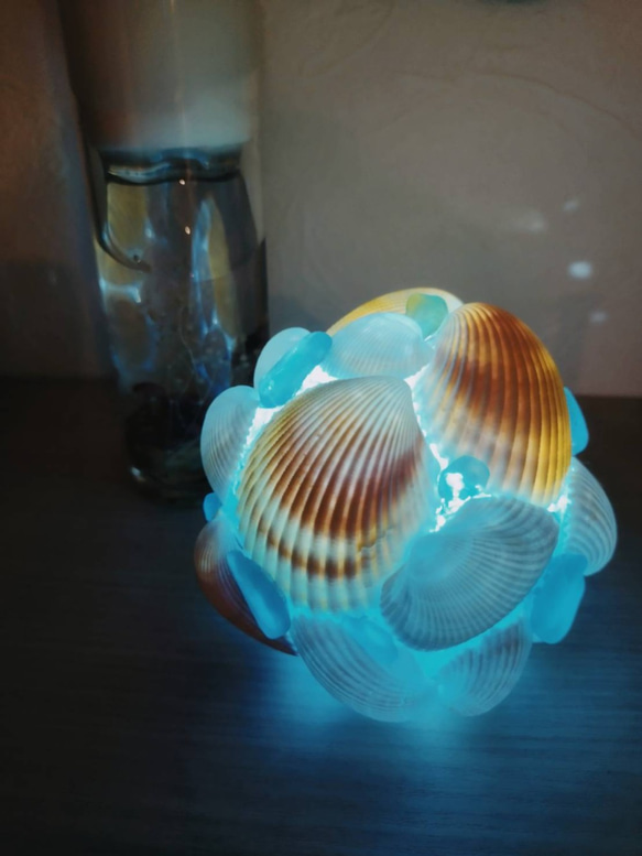海～癒し～貝殻ランプ シェルランプ シーグラス スタンドライト